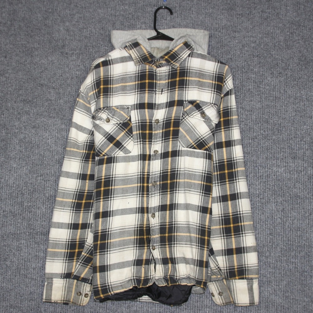 Mens RedHead Flannel Lined Hooded Shirt Jacket Plaid Workwear Casual Outerwear